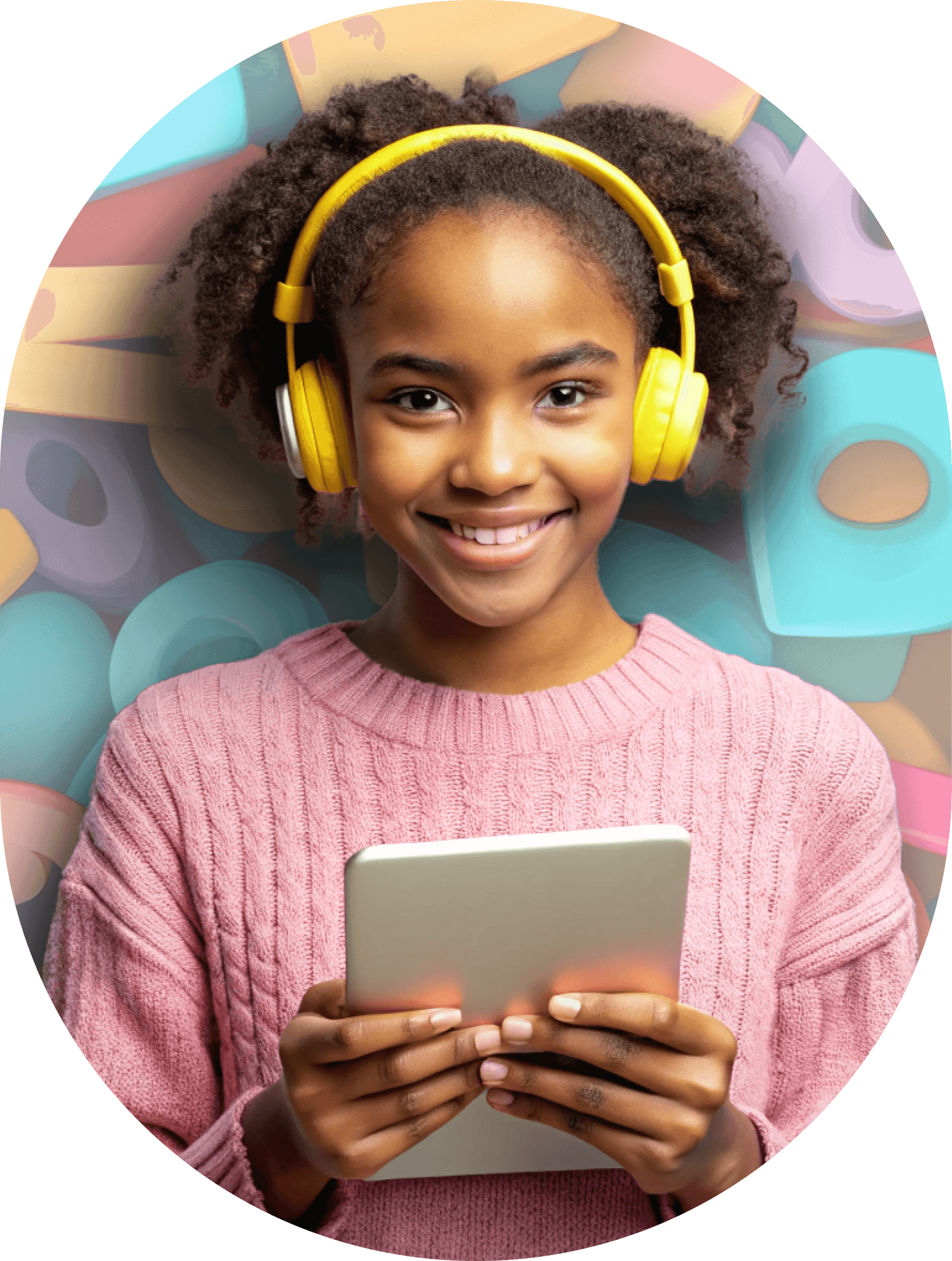 Student learning with headphones